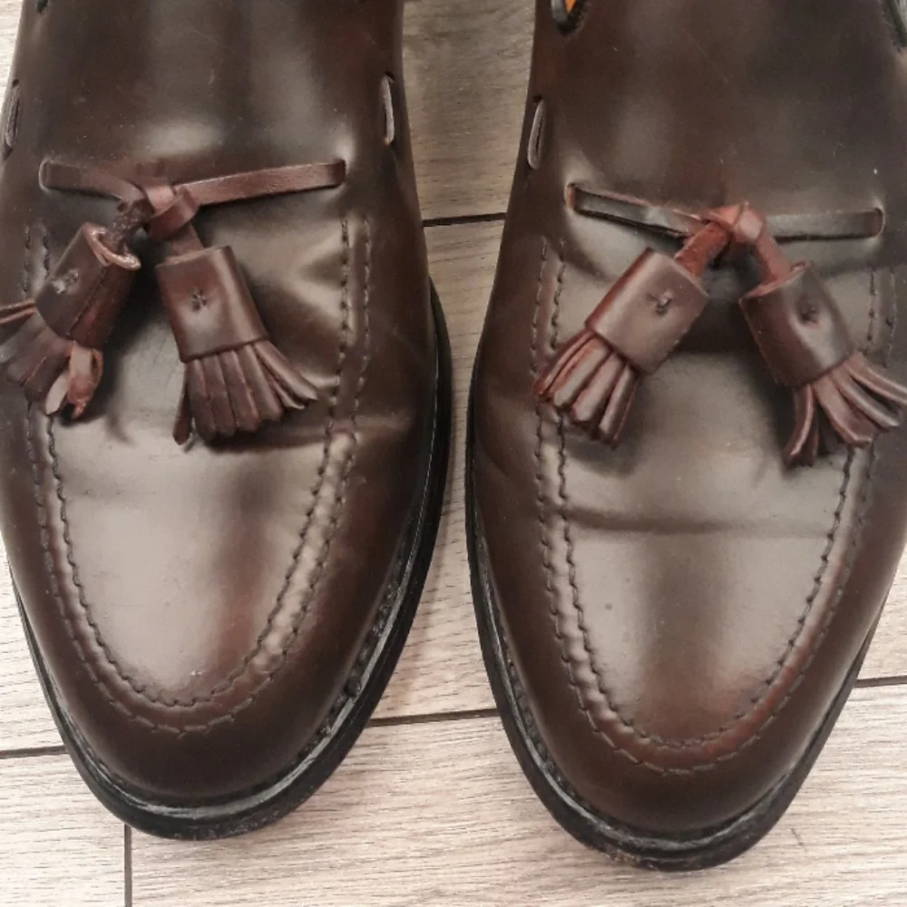 ALLEN EDMONDS Grayson Brown Leather Shell Cordovan Sz 10 A‎ Mens Tassel Loafers